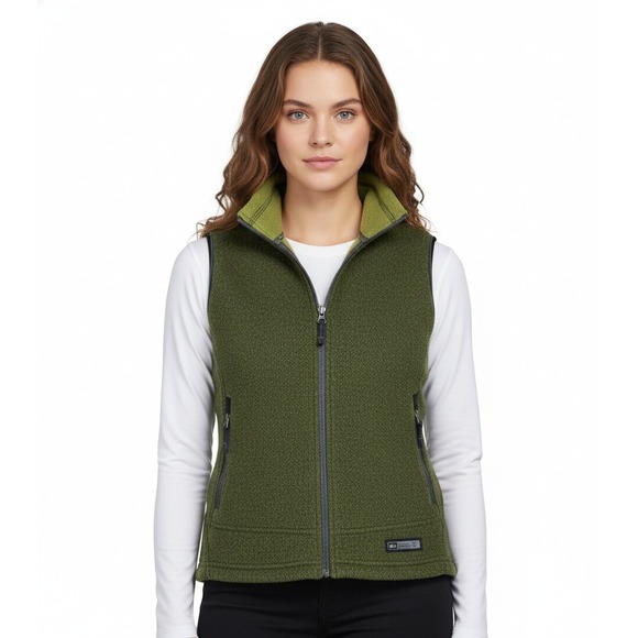 REI Fleece Vest Women's Small Green Full  Zip Compatible Pockets Hiking Granola - Picture 2 of 8